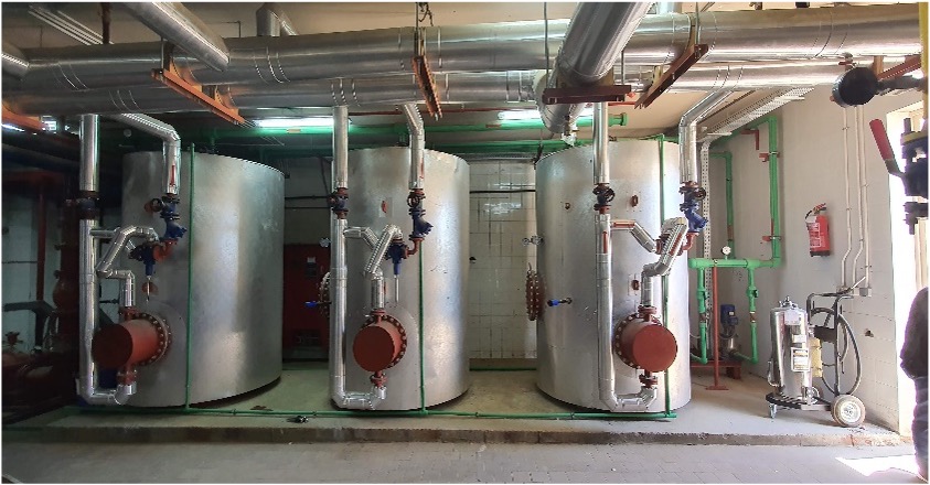 Hot water boiler room